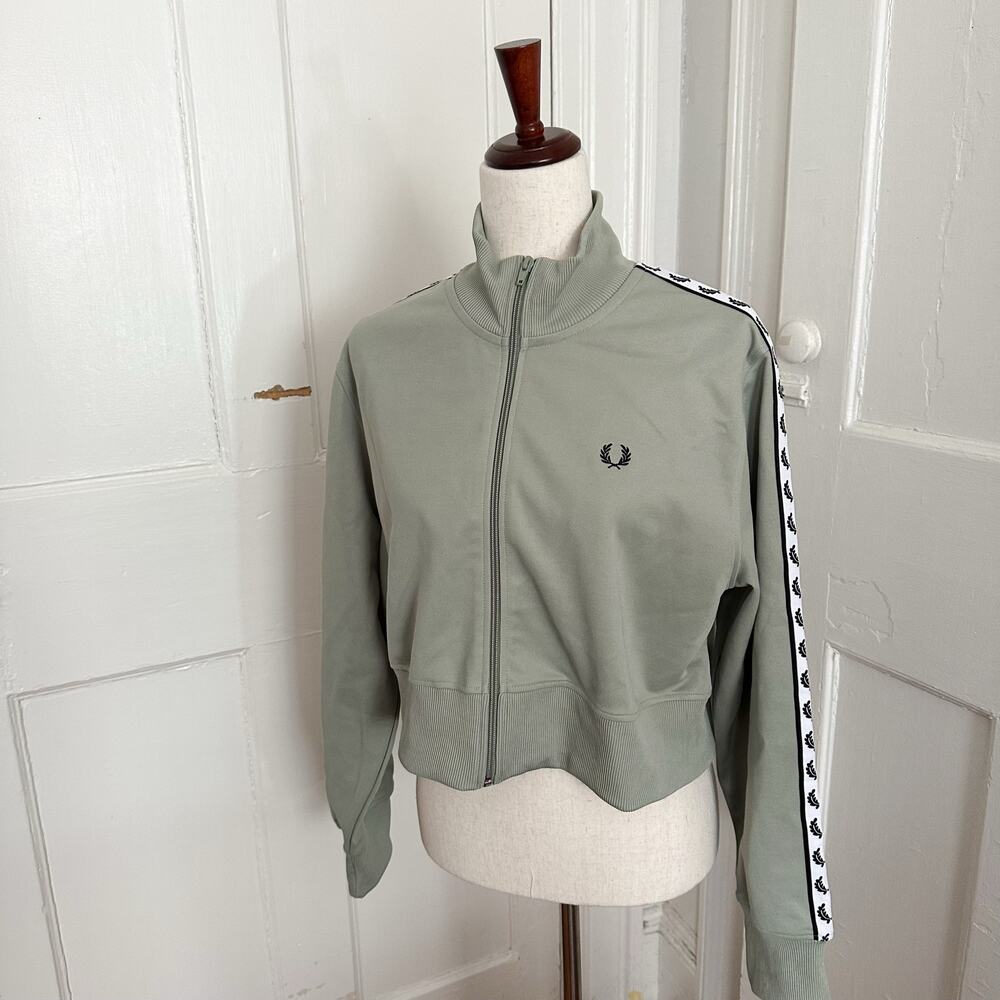 Fred Perry Green & White Track Jacket View 2